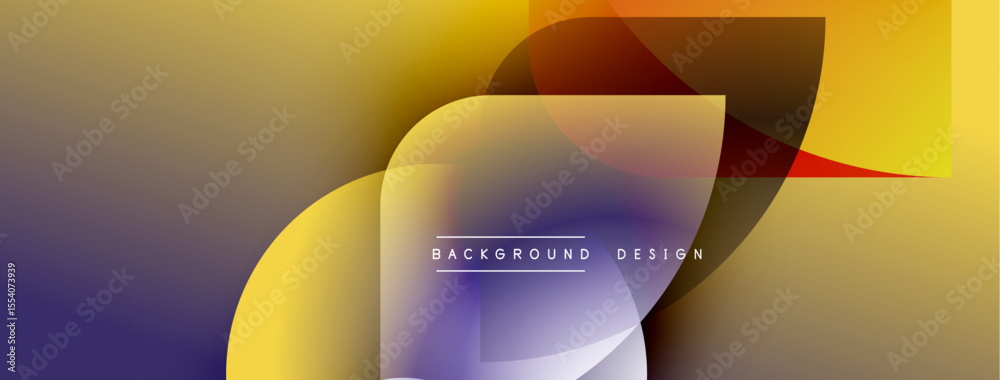 Fototapete Abstract geometric shapes overlap. Gradient colors blend, creating dynamic visual effect. Text reads background design. Modern aesthetic.