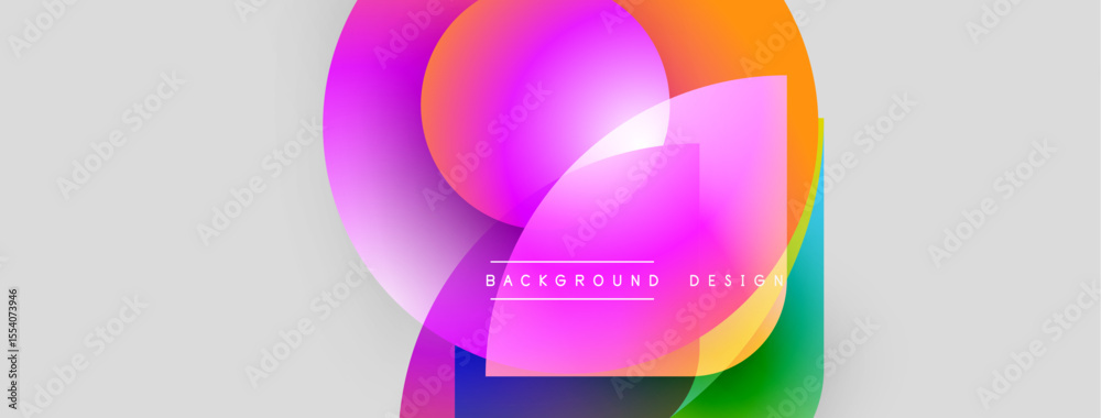 Aufkleber Abstract colorful shapes overlap. Vibrant gradients create modern design. Background features text background design. Smooth transitions, dynamic composition.