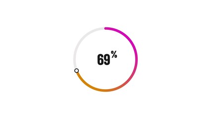 69% number loading circle icon pie chart illustration 4K resolution.