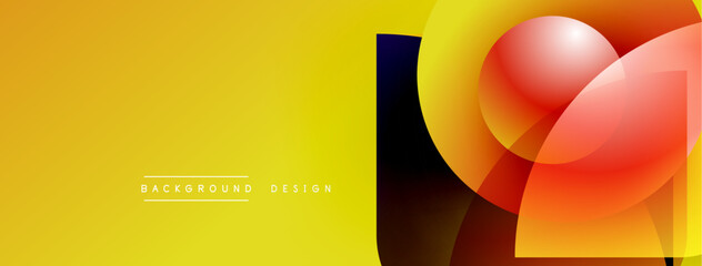 Abstract yellow background. Overlapping shapes create dynamic visual interest. Modern design elements suggest innovation, energy.