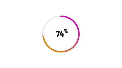 74% number loading circle icon pie chart illustration 4K resolution.