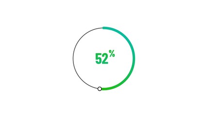 52% number loading circle icon pie chart illustration 4K resolution.
