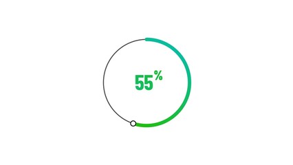 55% number loading circle icon pie chart illustration 4K resolution.