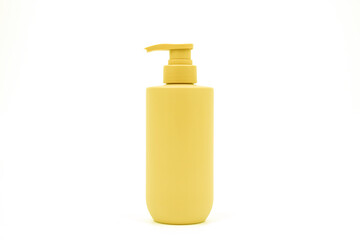 Minimalist Matte Yellow Pump Bottle on White Background