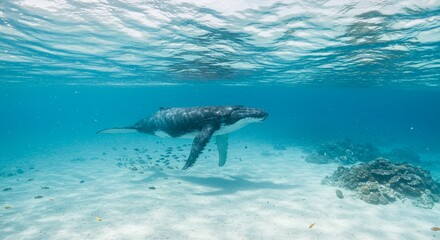 Obraz premium Whale underwater swimming