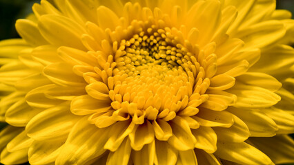 Radiant Yellow Chrysanthemum Blossom, a Captivating Floral Close Up Beauty