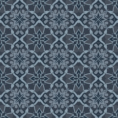 Gray Geometric Floral Seamless Pattern – Vector Fabric Wallpaper