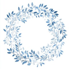 Circular wreath of delicate, blue-toned leaves