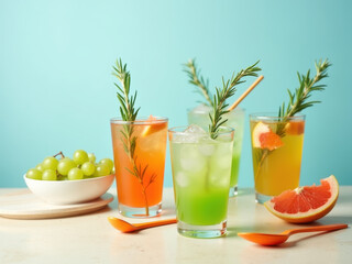 Colorful drinks made from fruits