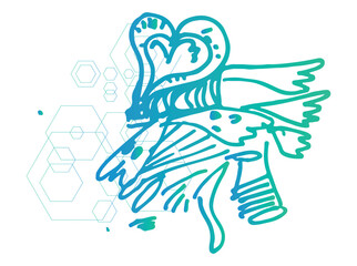 Abstract hand-drawn shapes with artistic flow 08