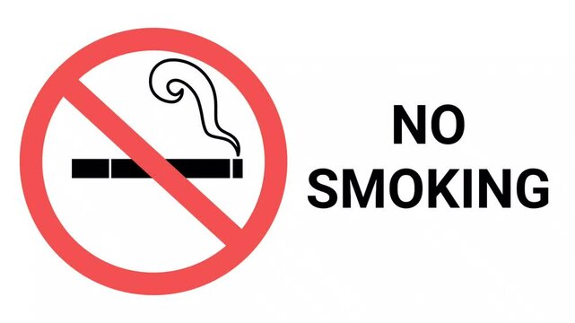 Animation of no smoking mark icon and the word &ldquo;NO SMOKING&rdquo;