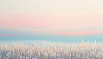 Pastel Coastal Grasses Soft Sky Abstract Painting Landscape