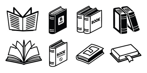 Silhouette Book Icons – 30 Vector Designs for UI and Learning Projects