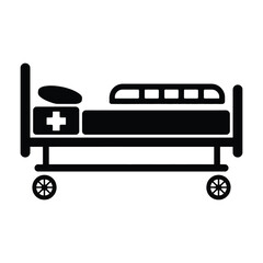 Hospital Bed Icon Black and White Illustration
