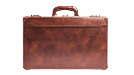a brown leather briefcase with a handle