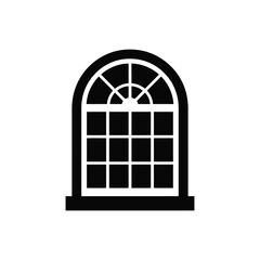 Arch Top Window Icon Black and White Graphic