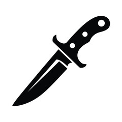 Obraz premium Black and White Icon of a Hunting Knife