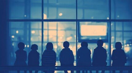 Watching the city lights group of people urban setting digital environment silhouette perspective community connection