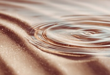 Golden water ripples on sandy surface