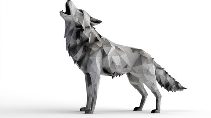 Fototapeta premium Low-poly wolf howling