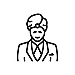 Black line icon for groom