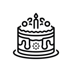 Black line icon for cake 
