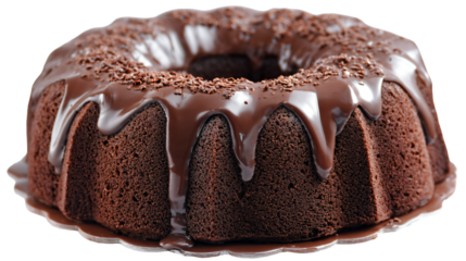 a chocolate bundt cake with chocolate icing on a plate