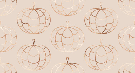 Geometric abstract seamless pattern with gold watermelon ornament.