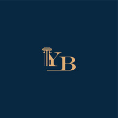 YB letter concept of elegant attorney design classy law logo with monogram and pillar
