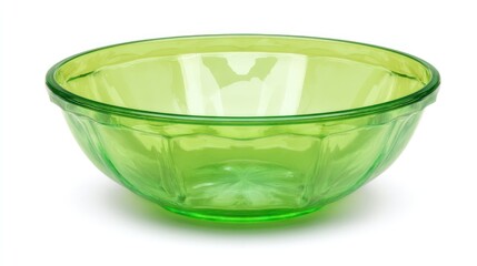 Elegant Green Glass Bowl for Serving and Display Isolated on White