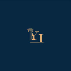 YI letter concept of elegant attorney design classy law logo with monogram and pillar