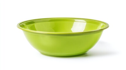 Vibrant Green Bowl Isolated on White Backdrop with Clean Fresh Look