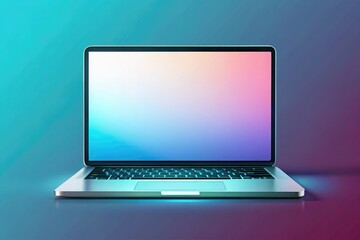 Modern laptop with a vibrant gradient screen on a colorful background