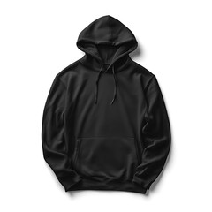 Blank Black Hoodie Mockup on a Plain Background