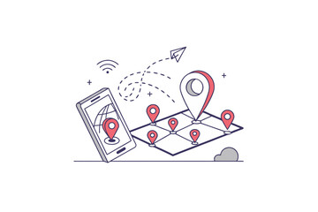 smart map interface d location pins graphic