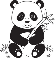 Obraz premium panda animal outline for coloring pages white color background 