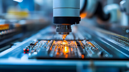 Robotic Arms Assembling Printed Circuit Board (PCB) Demonstrating High Precision and Automation in Advanced Electronics Manufacturing Process  43146416 1