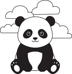 Obraz premium panda animal outline for coloring pages white color background 