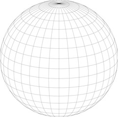 World map hemisphere graticule grid vector (Orthographic projection, 10 × 10 degree intervals, centered at 20° north)