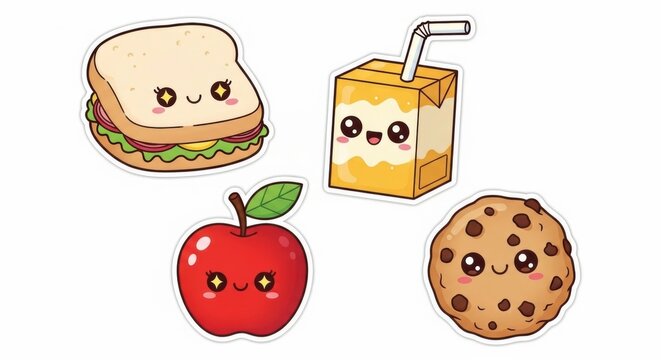 Cute food characters for national picnic month celebrations