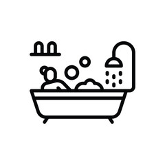 Black line icon for bath