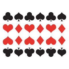 Playing card symbols arranged in a colorful pattern for a lively game atmosphere