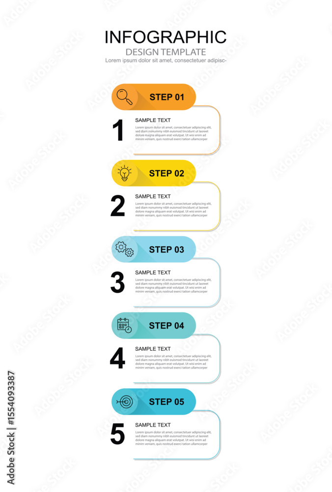 Poster infographic 5 options design elements for your business data. vector illustration