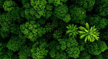 Lush Green Forest Canopy Background Aerial View of Tropical Rainforest