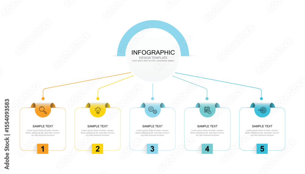 Poster infographic 5 options design elements for your business data. vector illustration