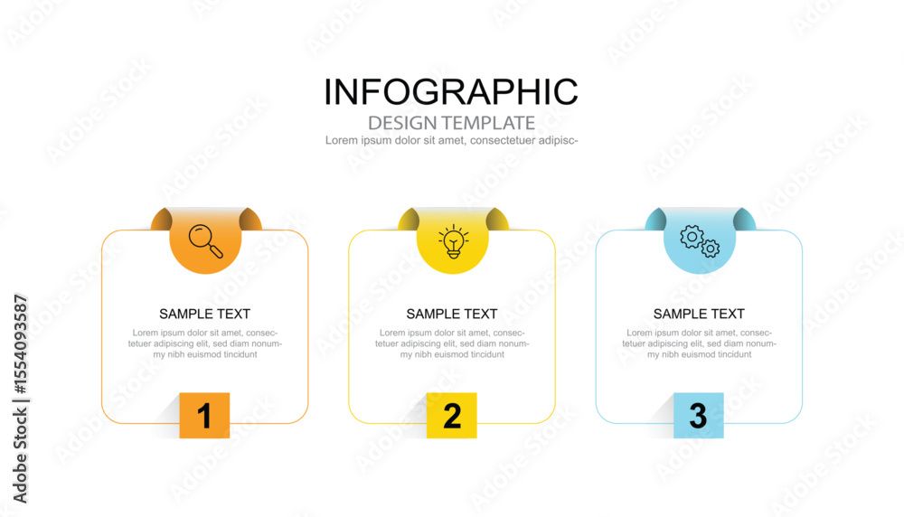 Poster Vector Infographic label design template with icons and 3 options or steps.