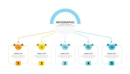 Infographic 5 options design elements for your business data. Vector Illustration