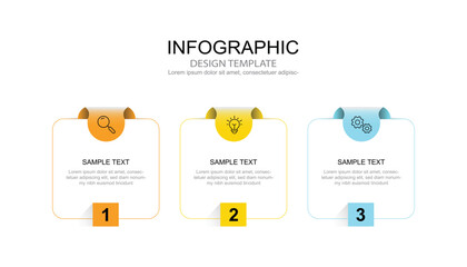 Vector Infographic label design template with icons and 3 options or steps.