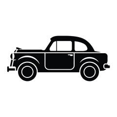 Classic Vintage Car Silhouette Side View Illustration