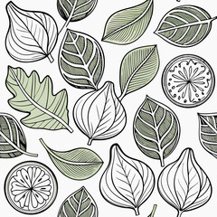 Leaves Pattern Line Art Vector
